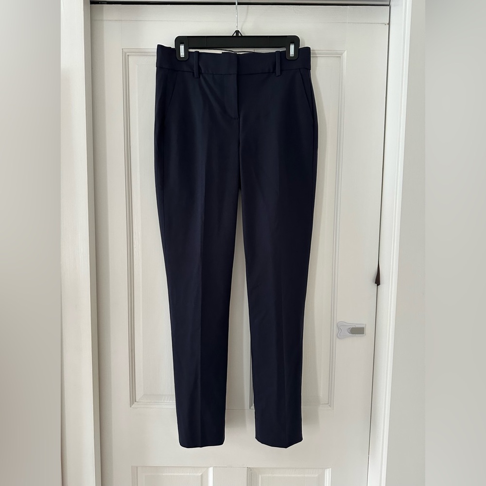 J Crew 2 Tall Tollegno 1900 Italian Stretch Straight Leg Wool Trousers Navy Pant